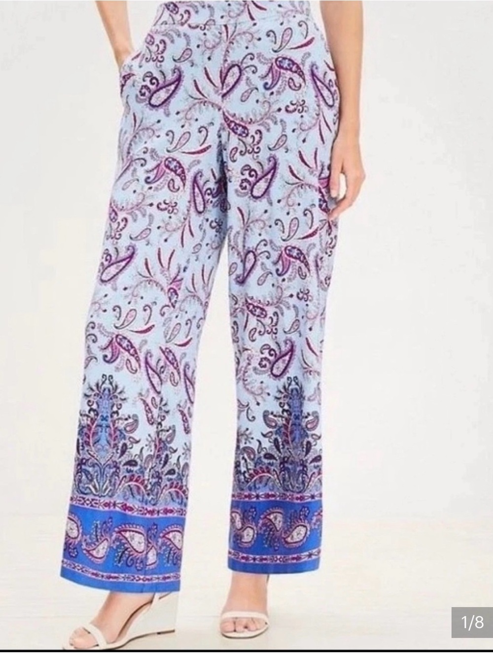 LOFT Light Blue Paisley Print Skirt